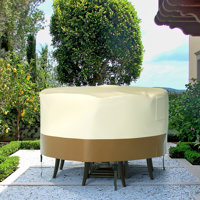 Heavy Duty Outdoor Round Patio Furniture Covers Waterproof Dining Table & Chair Set Cover by Arlmont & Co.