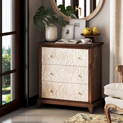 Marro Rustic Farmhouse 3-Drawer Dresser Chest, Vintage French Country Nightstand by Bay Isle Home