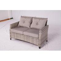 Woodrum 50" Wide Outdoor Wicker Loveseat with Cushions by Red Barrel Studio