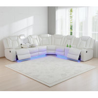 Jessmeet 3-Piece Power Reclining Home Theater Sectional Set with Wireless Charging, Reading Lights & LED Lighting by Ivy Bronx