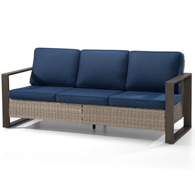 Creal 75.2" Wide Outdoor Reversible Patio Sofa with Cushions by Highland Dunes
