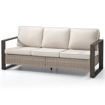 Creal 75.2" Wide Outdoor Reversible Patio Sofa with Cushions by Highland Dunes