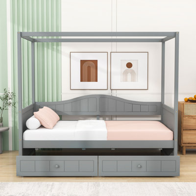 Tauya Twin Size Wood Canopy Daybed with 2 Drawers by Red Barrel Studio