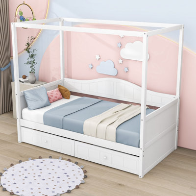 Tauya Twin Size Wood Canopy Daybed with 2 Drawers by Red Barrel Studio