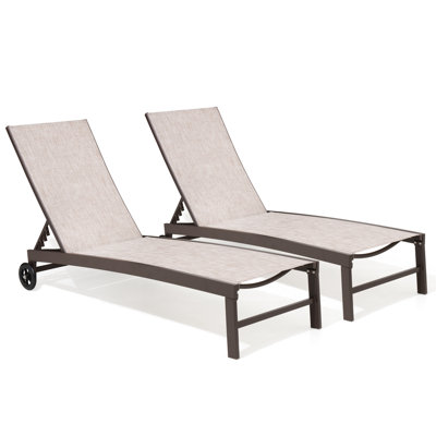 Jedidja Aluminum Adjustable Reclining Outdoor Chaise Lounge Chair Set with Wheels by Ebern Designs