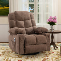 Betzabe 37.4" W Massage Heater Recliner, 360° Swivel, 30° Rocker, Cup Holders, USB Port