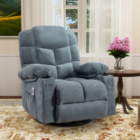 Betzabe 37.4" W Massage Heater Recliner, 360° Swivel, 30° Rocker, Cup Holders, USB Port