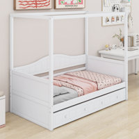 Tenyia Twin Size Canopy Day Bed With Twin Size Trundle by Red Barrel Studio