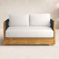 Aniston 59" Wide Teak Loveseat Sofa with Sunbrella Cushions by Joss & Main