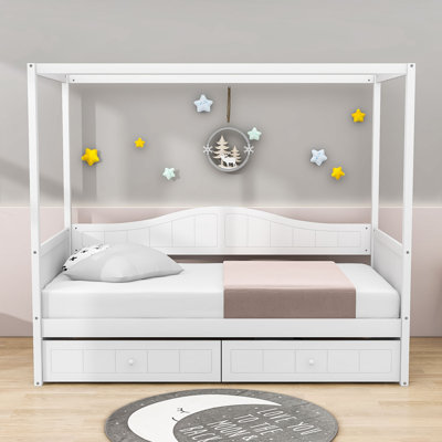 Karalin Twin 2 Drawers Wood Canopy DayBed by Red Barrel Studio
