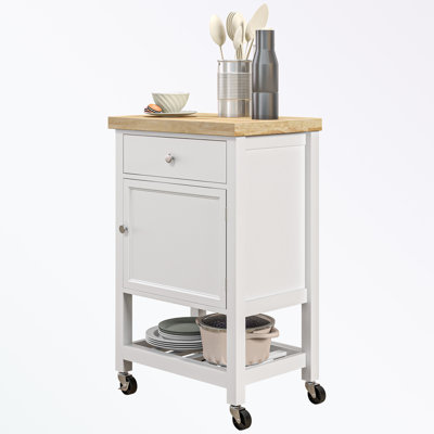 Mizani Rolling Kitchen Cart with Solid Wood Top by Winston Porter