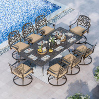 Andromede Rectangular 8 - Person 86.6" Long Aluminum Dining Set with Cushions by Bloomsbury Market