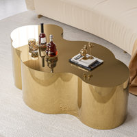 Merrissa Modern Gold Stainless Coffee Table, Small/Large Cloud Fashion Design by Everly Quinn