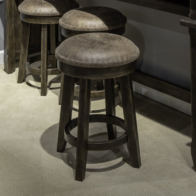 Trelawny Accent Stool w/ Tobacco Leather by Canora Grey