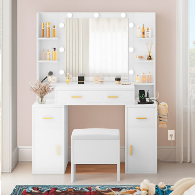 Venette Vanity with Built-In Outlets and Lighted Mirror by Latitude Run