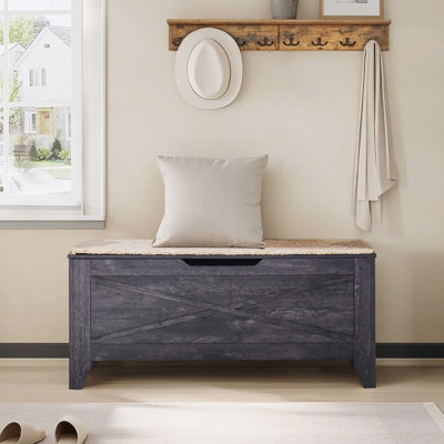 Wooden Storage Bench with Lid – Multi-Functional Shoe Bench, Blanket Chest & Toy Box for Entryway, Bedroom, or Living Room