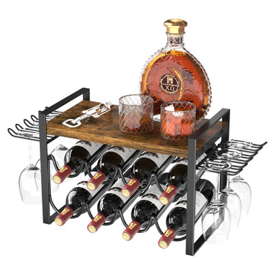 Rosica 8 Bottle Tabletop Wine Bottle & Glass Rack by 17 Stories