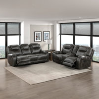 Yasminda Transitional Polished Microfiber 2-Piece Reclining Set with Center Storage Console, Tab Pull Motion & Pocket Coil Seating by Red Barrel Studio