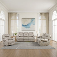 Yasminda Transitional Polished Microfiber 3-Piece Reclining Set with Gentle Gliding Motion, Center Storage Console & Pocket Coil Seating by Red Barrel Studio