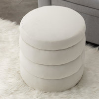Hasset Round Footstool Ottoman, Soft  Round Ottoman, Footrest Stool by Wrought Studio