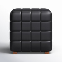 Giana 18" Wide Faux Leather Geometric Square Cube Ottoman by Birch Lane