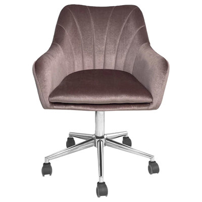 Sadie Swivel Vanity Chair, Desk Chair with Adjustable Height, Velvet Material and Elegant Curves by Rosdorf Park