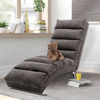 Hartie Linen Upholstered Remote Control Massage Chaise Lounge Chair by Wrought Studio