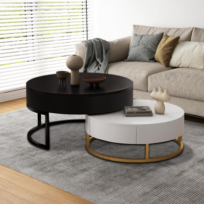Juwaan Luxury Style 2 - Piece Living Room Table Set with Metal Base and Drawers for Living Room by Ivy Bronx