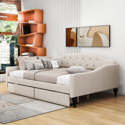 Chantavia Full Upholstered Daybed with 2 Drawers by Alcott Hill