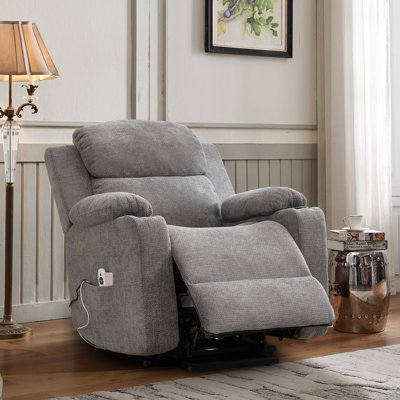 Katrein Heat and Massage Faux Leather Recliner with Dual Motor,Lift Function