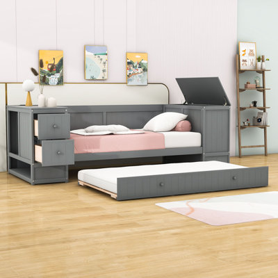 Dobb Twin Wood Daybed with Storage Arms and Trundle by Wildon Home