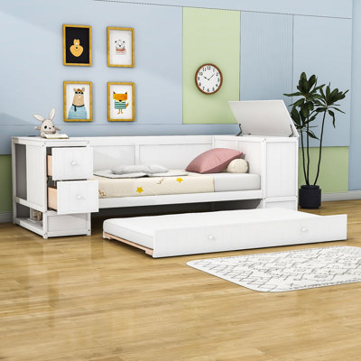 Dobb Twin Wood Daybed with Storage Arms and Trundle by Wildon Home