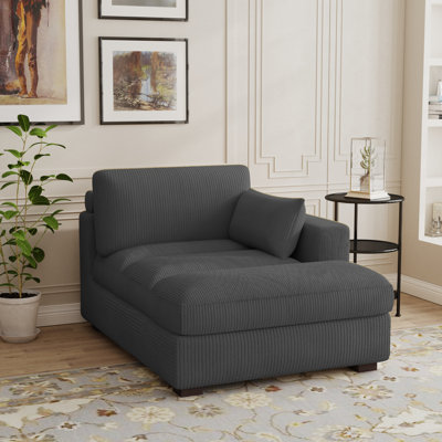 Stoneville 42" W Upholstered Chaise Lounge with Pillow and Solid Wood Leg by Ebern Designs