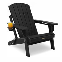 HDPE Fold Adirondack Chair With Cup Holder by Highland Dunes