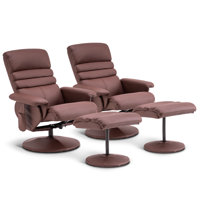 Livnat 2 Set Recliner with Ottoman, Reclining Chair with Massage, 360 Swivel Chairs, Faux Leather by Corrigan Studio