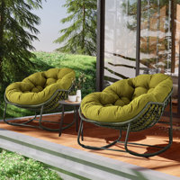 Belana Outdoor Rocking Chair,Oversized Rattan Egg Rocking Chair,Indoor Padded Cushion Rocker Chair by Wildon Home
