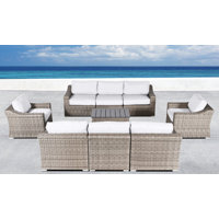 Grimulf Fully Assembled 8 - Person Outdoor Seating Group with Sunbrella Cushions by Red Barrel Studio