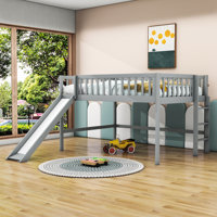Full Wooden Low Loft Bed With Slide  And Ladder by Harriet Bee