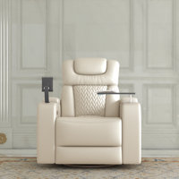 Savas 36.2" Wide Faux Leather Power Swivel Standard Recliner by Latitude Run