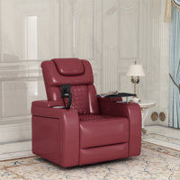 Savas 36.2" Wide Faux Leather Power Swivel Standard Recliner by Latitude Run