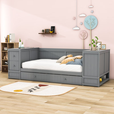 Benvinda Twin 2 Drawers Wood Daybed with Twin Size Trundle and Charging Station by Wildon Home