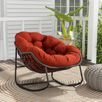 Berendien Outdoor Rocking Chair,Patio Oversized Rattan Egg Rocking Chair, Indoor Padded Rock Chair by Wildon Home