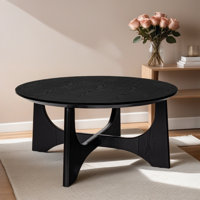 Urian Cross Legs 36" Round Coffee Table,Wood coffee table by Latitude Run