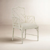 Nata Linen Cross Back Arm Chair in White by Birch Lane