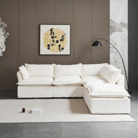 Keivon 5 - Pieces Upholstered Sectional Modular Sofa Chaise, Cloud Sofa for Living Room by Ebern Designs