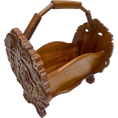 TEAK WOOD Free Standing Magazine Rack by Alcott Hill