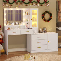 Caryol Vanity Makeup Vanity with Lights by Wade Logan