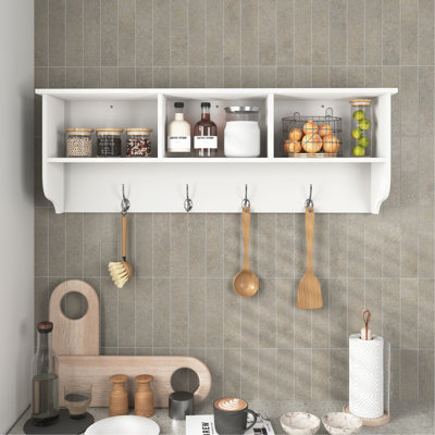 MDF Accent Cabinet, Entryway Wall Mounted Coat Rack with 4 Dual Hooks by Winston Porter
