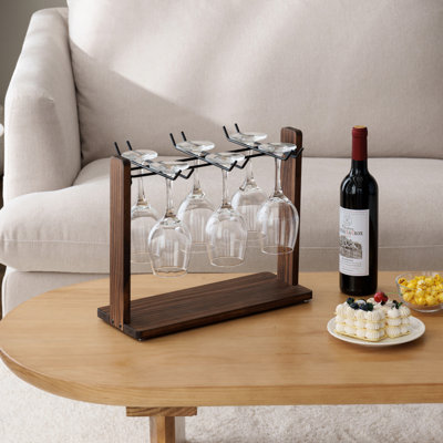 Cameren Solid Wood Tabletop Wine Glass Rack in Brown by Millwood Pines