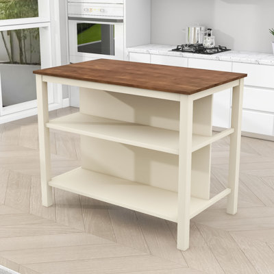 Kianne Wood Stationary Kitchen Island With Shelves by Red Barrel Studio